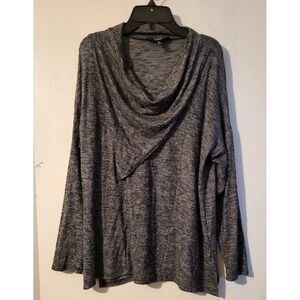Simply Vera Vera Wang Gray Draped Neck Knit Top Women's PL Petite Large